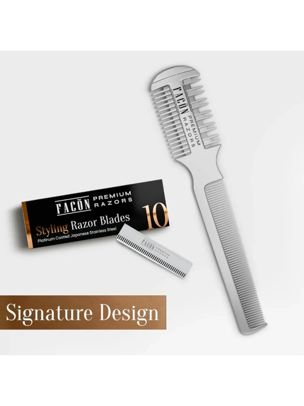 Professional Hair Cutting Razor Comb Kit - 12 Blades, Double Edge Shaper for
